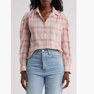 Faherty Olli Check Relaxed Three Quarter Button Down Shirt